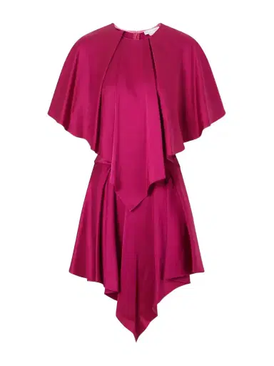 Stella McCartney Gathered Tiered Satin Midi Dress | Thumbnail 1 Stella McCartney Gathered Tiered Satin Midi Dress | Thumbnail 1