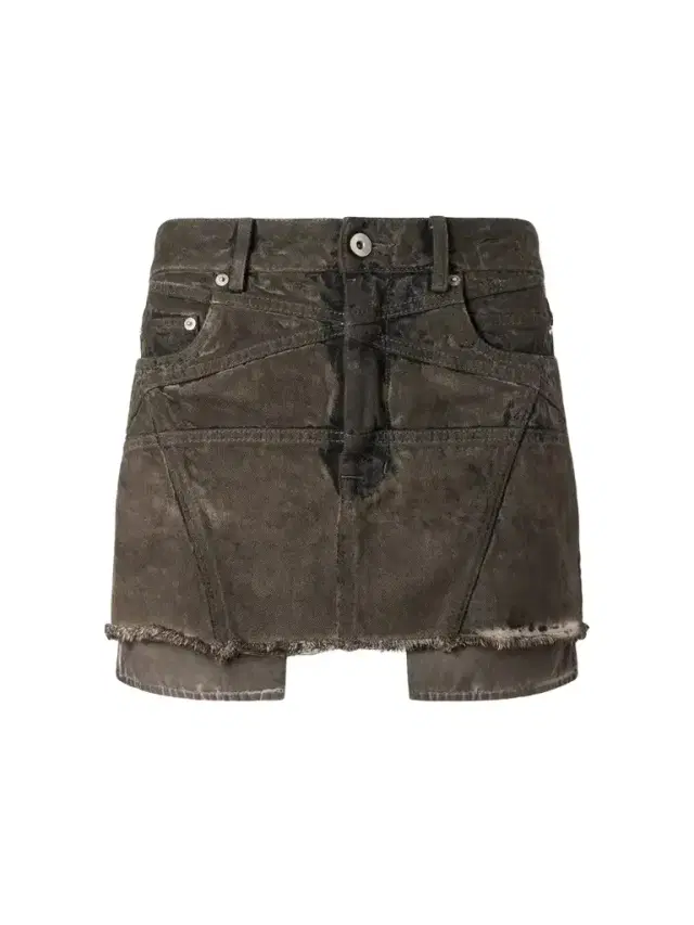 Rick Owens Drkshdw Lana Paneled Frayed Denim Mini Skirt