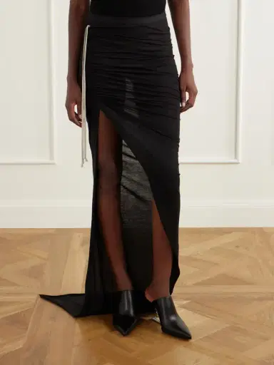 Rick Owens Drkshdw Ruched Cotton-jersey Maxi Skirt | Thumbnail 3