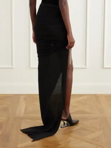 Rick Owens Drkshdw Ruched Cotton-jersey Maxi Skirt | Thumbnail 4