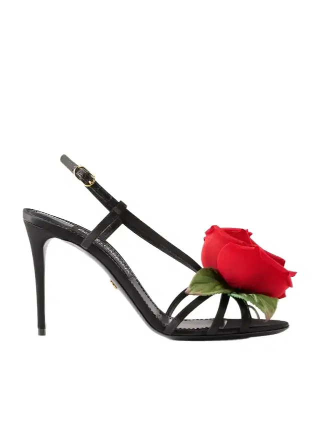 Dolce & Gabbana Floral-appliqué Satin Sandals