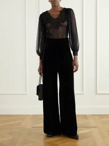Loretta Caponi Lilly Lace-trimmed Organza Blouse | Thumbnail 2