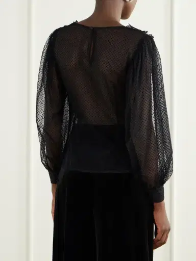 Loretta Caponi Lilly Lace-trimmed Organza Blouse | Thumbnail 4