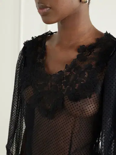 Loretta Caponi Lilly Lace-trimmed Organza Blouse | Thumbnail 5