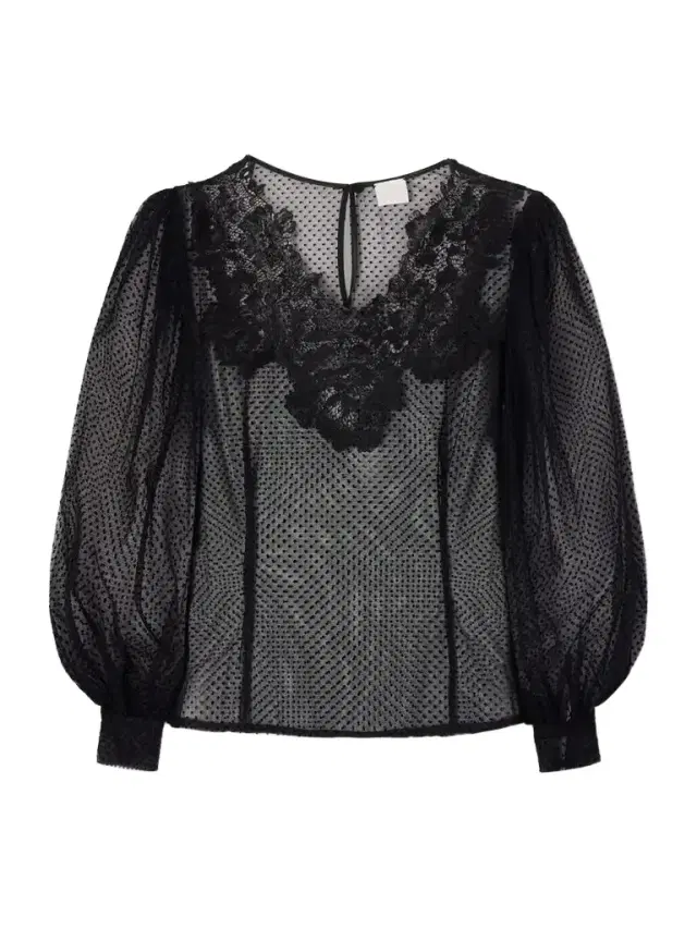 Loretta Caponi Lilly Lace-trimmed Organza Blouse