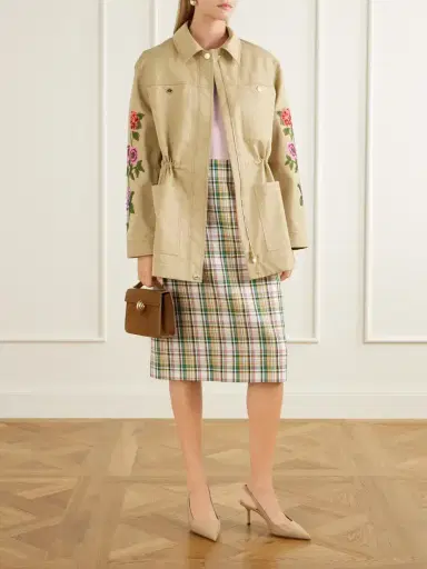 Carolina Herrera Floral-embroidered Cotton-gabardine Jacket | Thumbnail 2 Carolina Herrera Floral-embroidered Cotton-gabardine Jacket | Thumbnail 2