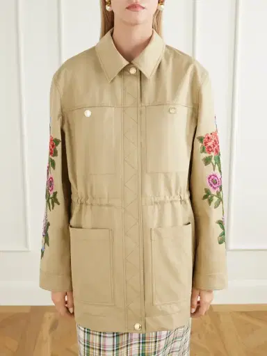 Carolina Herrera Floral-embroidered Cotton-gabardine Jacket | Thumbnail 3 Carolina Herrera Floral-embroidered Cotton-gabardine Jacket | Thumbnail 3
