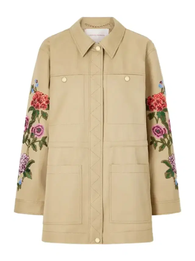 Carolina Herrera Floral-embroidered Cotton-gabardine Jacket