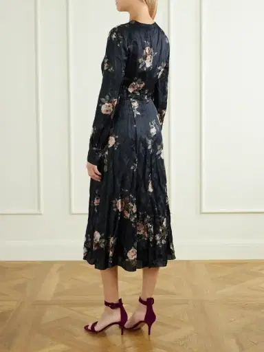 Erdem Floral-print Crinkled-satin Midi Dress | Thumbnail 3