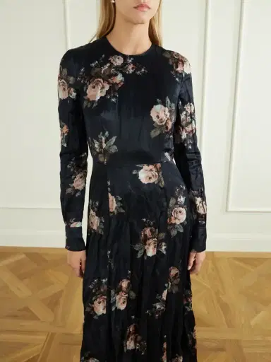 Erdem Floral-print Crinkled-satin Midi Dress | Thumbnail 4