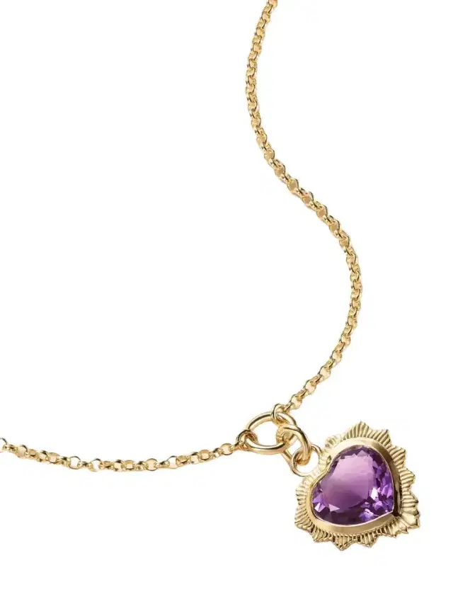 Foundrae True Love 18-karat Gold Amethyst Pendant Necklace