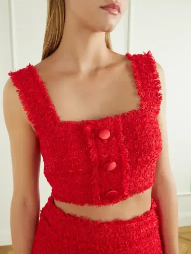 Dolce & Gabbana Cropped Frayed Metallic Cotton-blend Tweed Top | Thumbnail 5 Dolce & Gabbana Cropped Frayed Metallic Cotton-blend Tweed Top | Thumbnail 5
