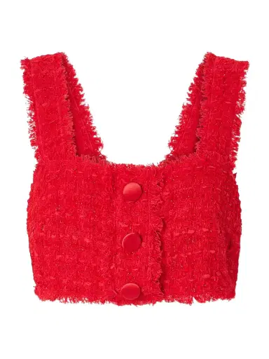 Dolce & Gabbana Cropped Frayed Metallic Cotton-blend Tweed Top | Thumbnail 1 Dolce & Gabbana Cropped Frayed Metallic Cotton-blend Tweed Top | Thumbnail 1