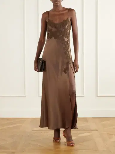 Loretta Caponi Giadeite Lace-trimmed Silk Maxi Dress | Thumbnail 2