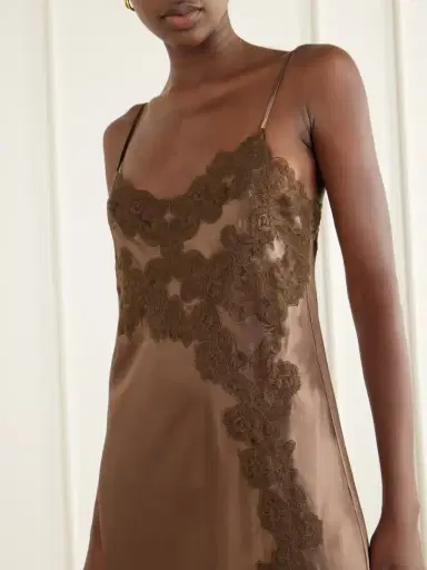 Loretta Caponi Giadeite Lace-trimmed Silk Maxi Dress | Thumbnail 4