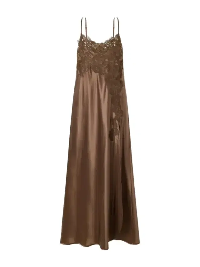 Loretta Caponi Giadeite Lace-trimmed Silk Maxi Dress