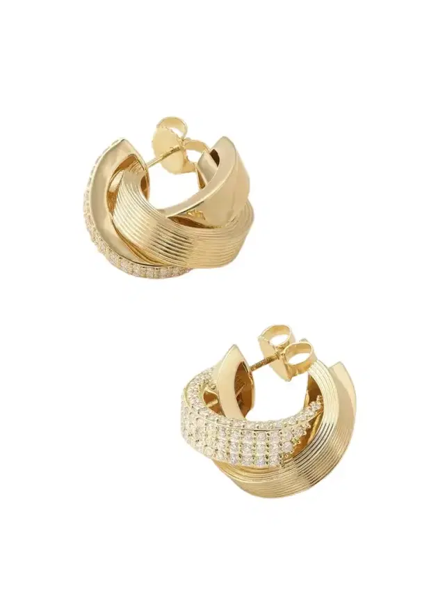 Sydney Evan Tri Linked 14-karat Gold And Diamonds Hoop Earrings