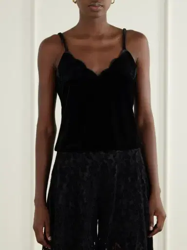Loretta Caponi Pyrite Scalloped Velvet Cami | Thumbnail 3