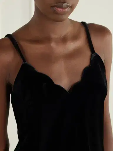 Loretta Caponi Pyrite Scalloped Velvet Cami | Thumbnail 5