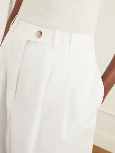 DÔEN Lisa High-waist Pleated Cotton-twill Wide-leg Pants | Thumbnail 4