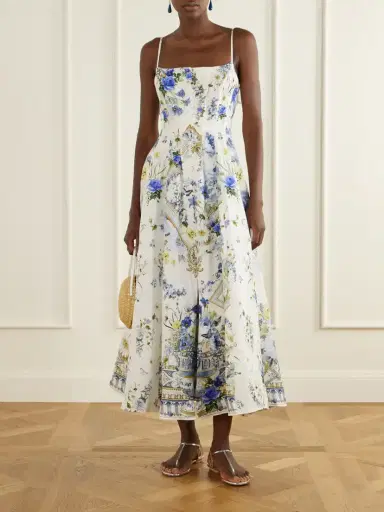 Camilla Embellished Floral-print Linen And Silk-blend Midi Dress | Thumbnail 2