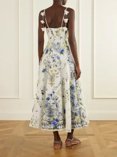 Camilla Embellished Floral-print Linen And Silk-blend Midi Dress | Thumbnail 3
