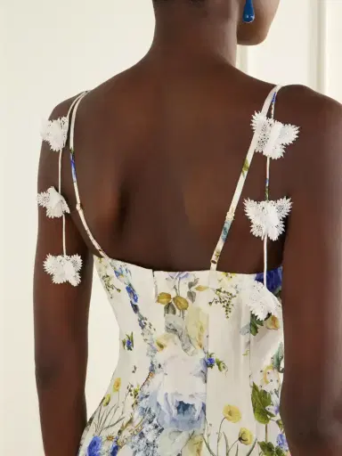 Camilla Embellished Floral-print Linen And Silk-blend Midi Dress | Thumbnail 4