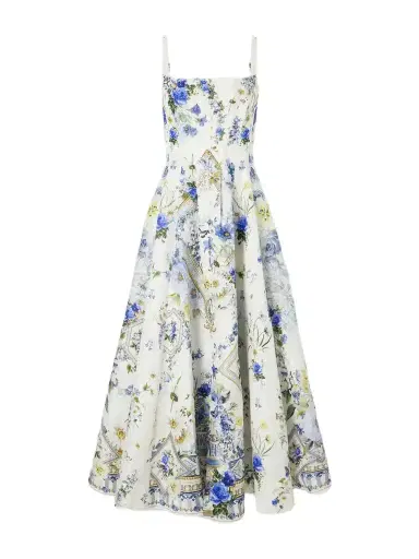 Camilla Embellished Floral-print Linen And Silk-blend Midi Dress | Thumbnail 1