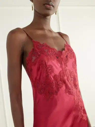 Loretta Caponi Grimilde Lace-trimmed Silk Maxi Dress | Thumbnail 4