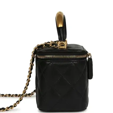 Chanel Chanel Small Top Handle Vanity Case with Chain Black Lambskin Antique Gold Hardware | Thumbnail 3 Chanel Chanel Small Top Handle Vanity Case with Chain Black Lambskin Antique Gold Hardware | Thumbnail 3