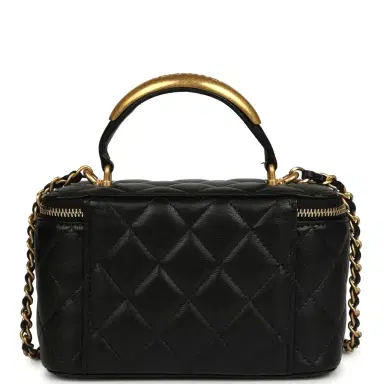 Chanel Chanel Small Top Handle Vanity Case with Chain Black Lambskin Antique Gold Hardware | Thumbnail 4 Chanel Chanel Small Top Handle Vanity Case with Chain Black Lambskin Antique Gold Hardware | Thumbnail 4