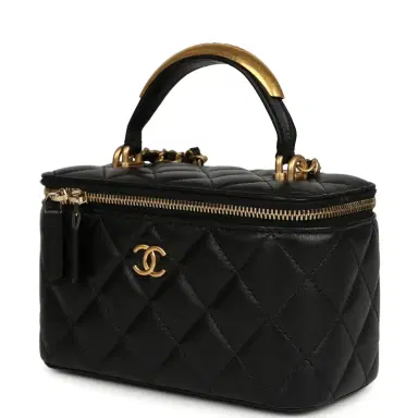 Chanel Chanel Small Top Handle Vanity Case with Chain Black Lambskin Antique Gold Hardware | Thumbnail 5 Chanel Chanel Small Top Handle Vanity Case with Chain Black Lambskin Antique Gold Hardware | Thumbnail 5