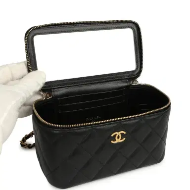Chanel Chanel Small Top Handle Vanity Case with Chain Black Lambskin Antique Gold Hardware | Thumbnail 8 Chanel Chanel Small Top Handle Vanity Case with Chain Black Lambskin Antique Gold Hardware | Thumbnail 8