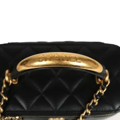Chanel Chanel Small Top Handle Vanity Case with Chain Black Lambskin Antique Gold Hardware | Thumbnail 9 Chanel Chanel Small Top Handle Vanity Case with Chain Black Lambskin Antique Gold Hardware | Thumbnail 9