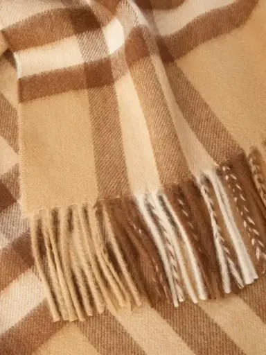 Burberry Fringed Checked Cashmere Scarf | Thumbnail 4