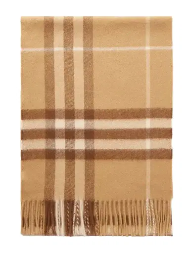Burberry Fringed Checked Cashmere Scarf | Thumbnail 1