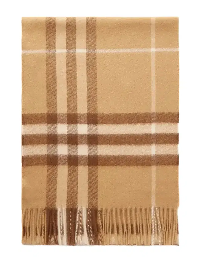 Burberry Fringed Checked Cashmere Scarf