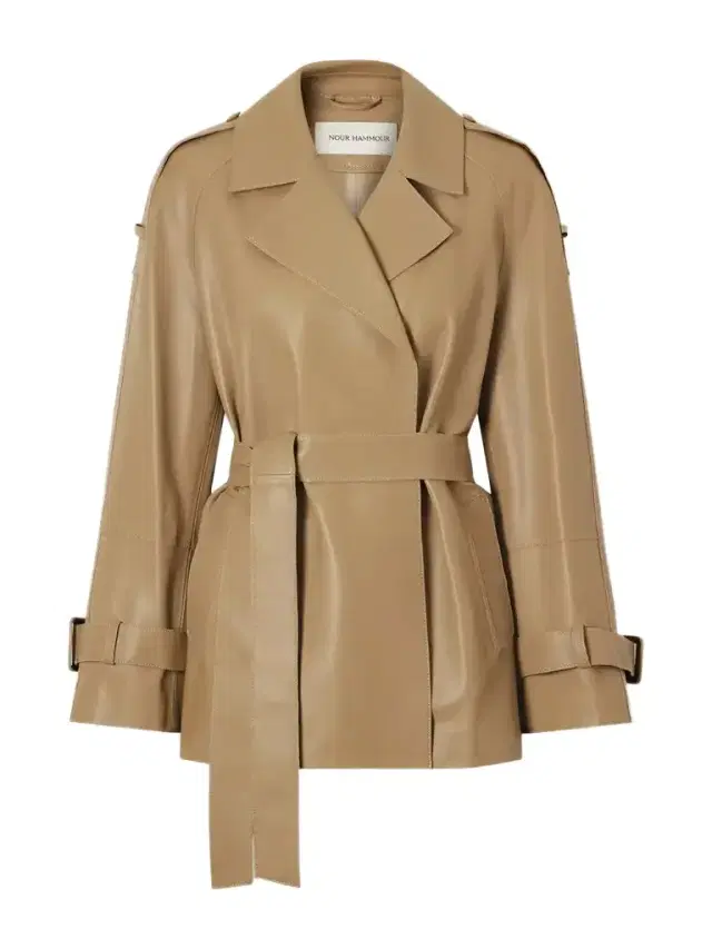 Nour Hammour Nera Leather Cropped Jacket