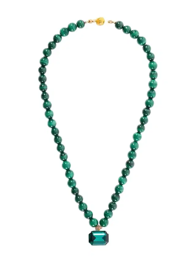 Jennifer Behr Sidonie Gold-tone Malachite And Crystal Necklace