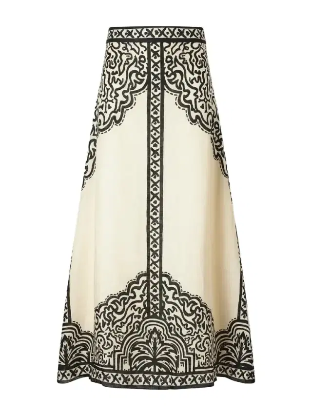 Johanna Ortiz Loose Horizon Printed Linen Maxi Skirt