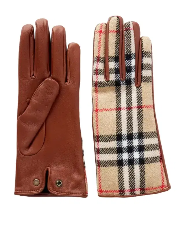 Burberry Checked Leather And Wool Gloves