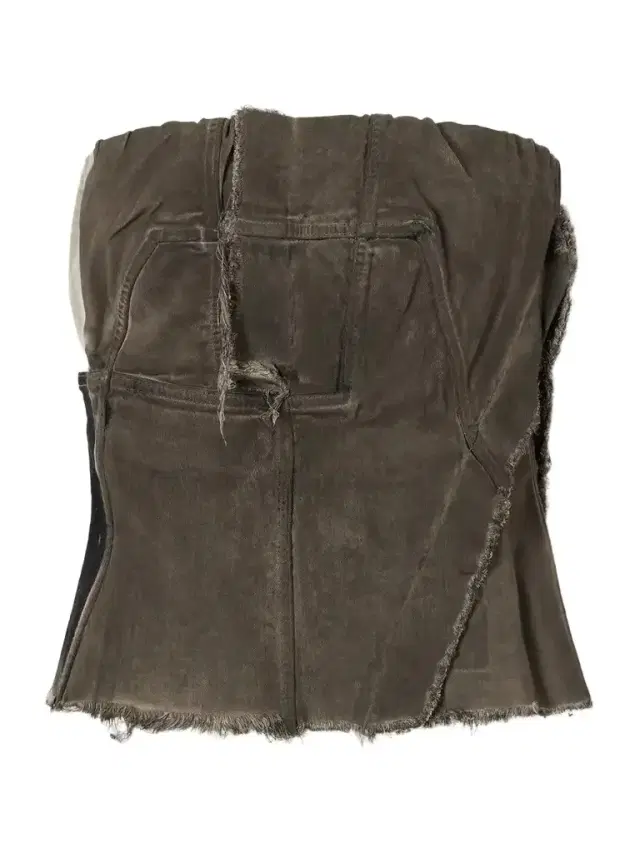 Rick Owens Drkshdw Paneled Frayed Stretch-denim Top