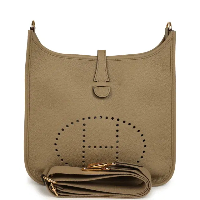 HERMÈS Hermes Evelyne III PM Beige Marfa Clemence Gold Hardware