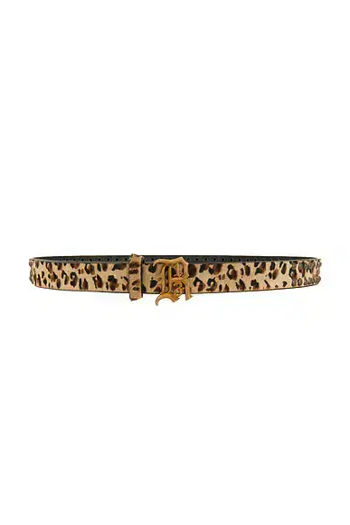 R13 Slim Logo Belt with Brass Dome Studs