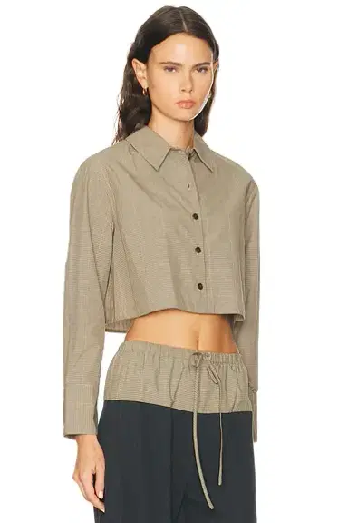 Matthew Bruch Cropped Oversized Button Down Top | Thumbnail 2