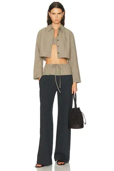 Matthew Bruch Cropped Oversized Button Down Top | Thumbnail 4