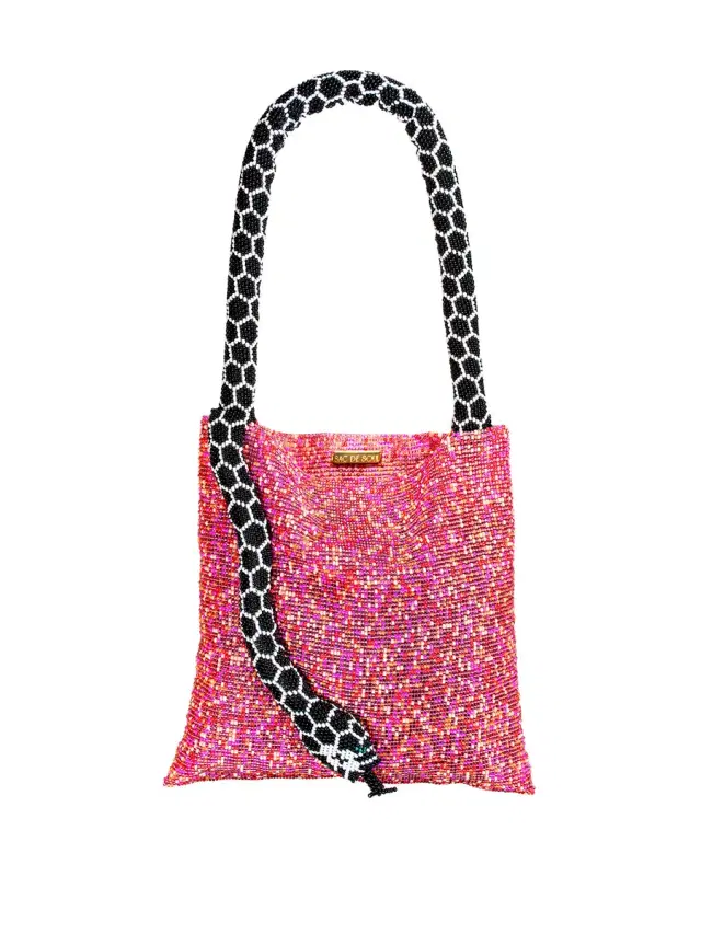 SAC DE SOUL Pink, White, and Black Small Serpent Bag