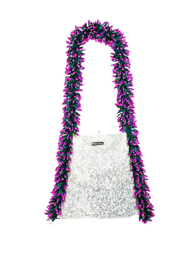 SAC DE SOUL Silver, Green, and Pink Camila Bag