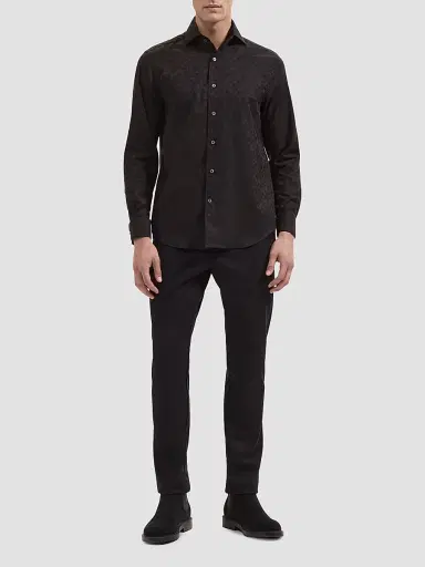 Bugatchi Men's Alvin Woven Shaped Cotton Shirt - Black - Size XXL | Thumbnail 2