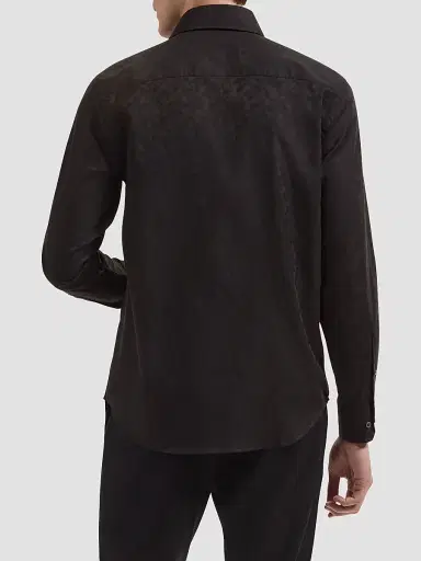 Bugatchi Men's Alvin Woven Shaped Cotton Shirt - Black - Size XXL | Thumbnail 3